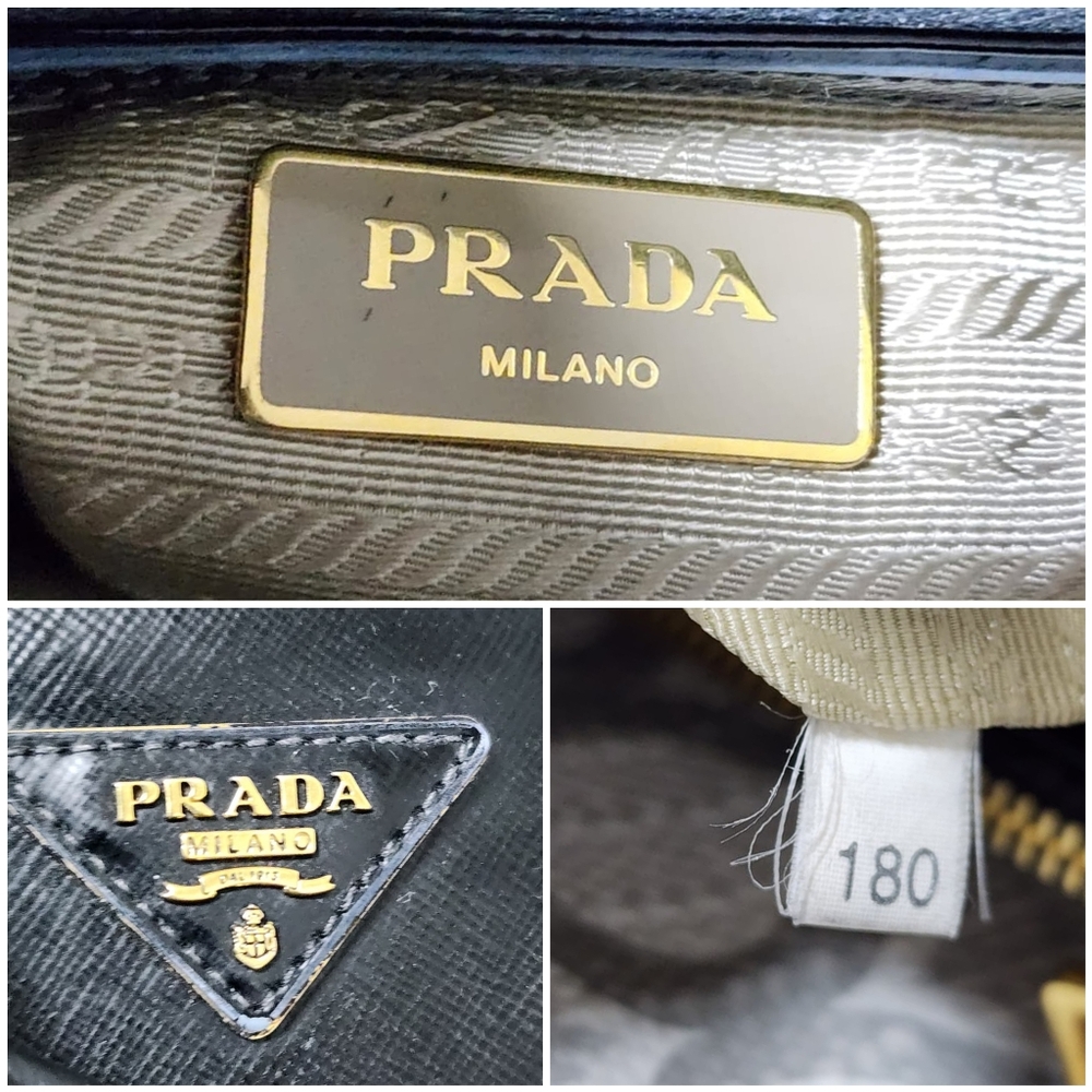 Prada Saffiano Patent Leather Galleria Double Zip Small Tote Black - Picture 4 of 16